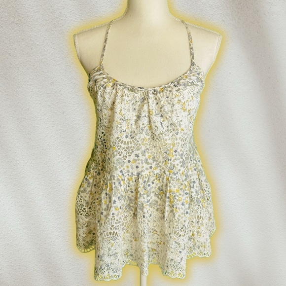 NWOT Free People ‘Sage’ Floral Peplum Tank With Eyelet Details Size XS - Picture 2 of 11